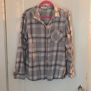 Old Navy Grey Long-Sleeved Plaid Shirt size XL